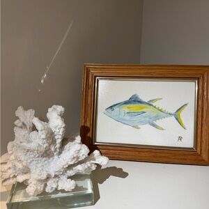 Framed Fish Artwork with Wooden Frame
